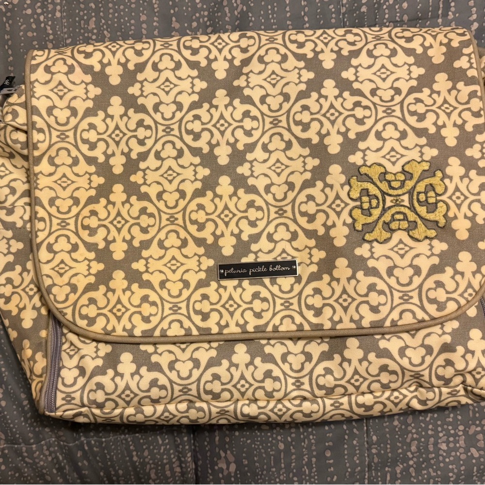 Petunia Pickle Bottom Cream and Tan Patterned Diaper Bag